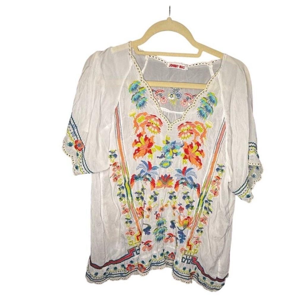 Johnny Was Multicolor Embroidered Blouse